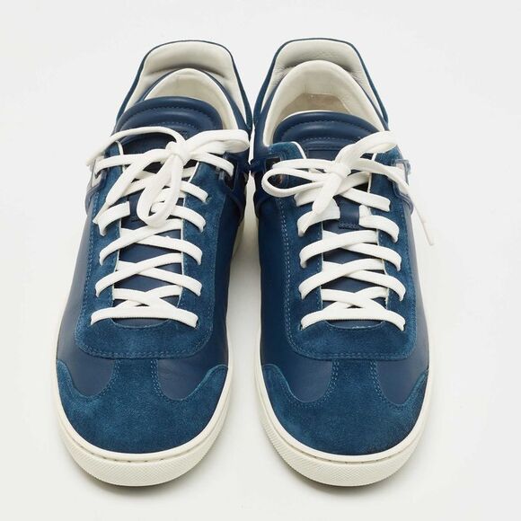 Louis Vuitton Blue Leather and Suede Low Top Sneakers Size 40.5 - Picture 3 of 4